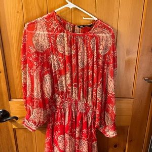 Zara dress. Lined at the skirt. You need to wear a camisole under the top